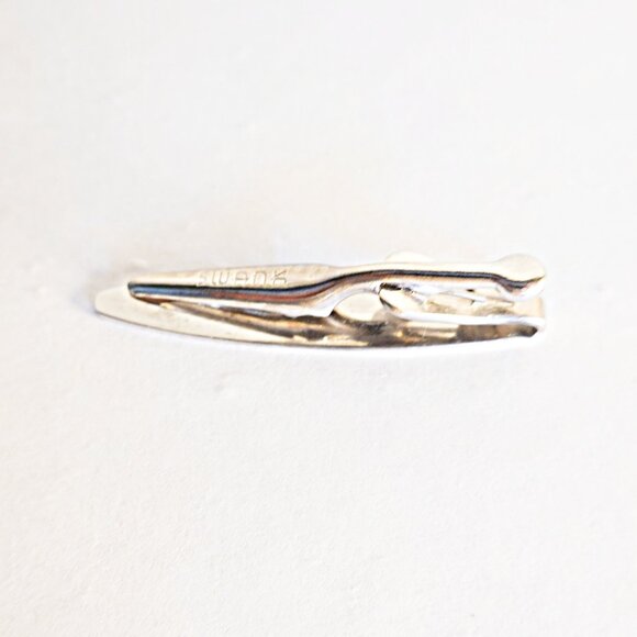 Swank Silver Tone Tie Bar Clip Clasp Mid Century - Picture 2 of 2